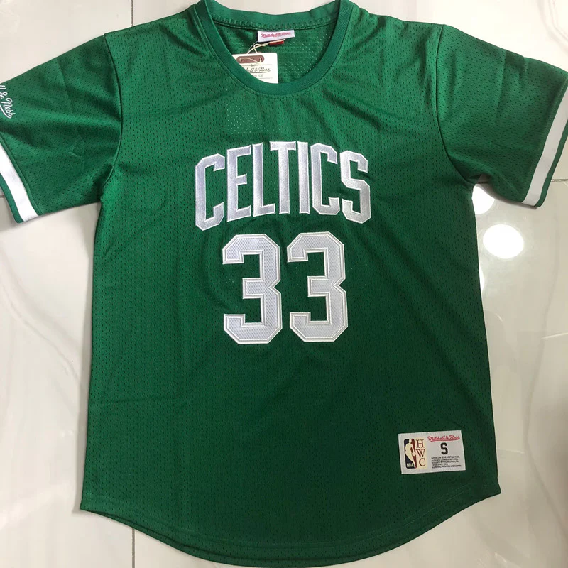 Mitchell Ness Unisex Boston Celtics 33 Larry Bird Green T-Shirts