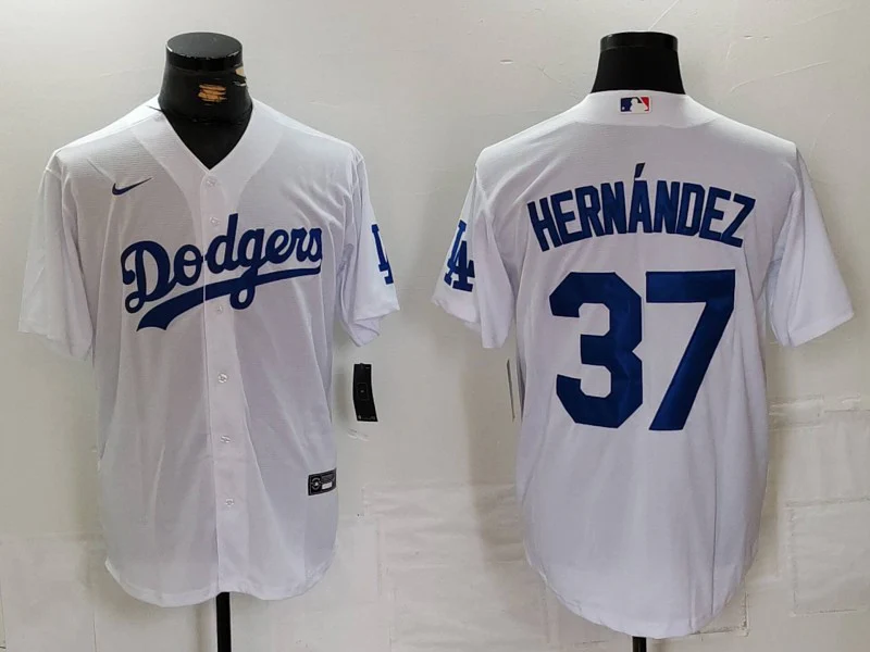 Men's Los Angeles Dodgers Teoscar Hernandez #37 White Home Replica Player Jersey