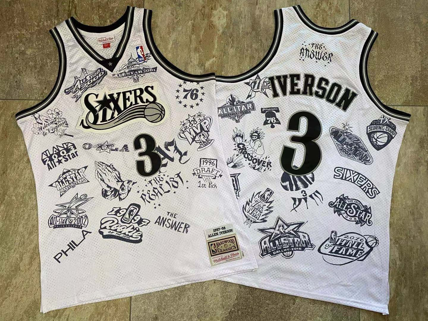 Allen Iverson Philadelphia 76ers 3 White MN