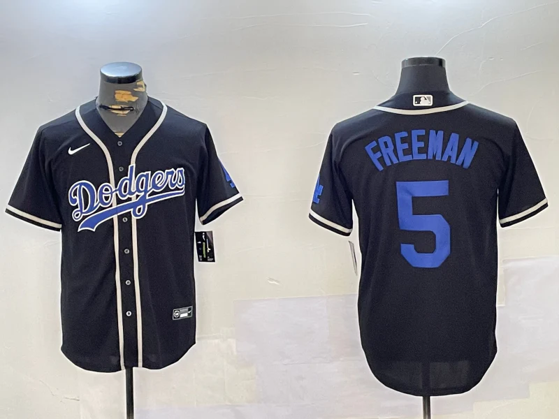 Men's Los Angeles Dodgers Freddie Freeman #5 Black Alternate Replica Player Jersey