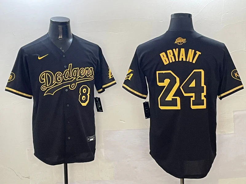 Men's Los Angeles Dodgers Kobe Bryant #24 Black Game Player Jersey