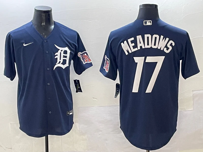 Men's Detroit Tigers Austin Meadows #17 Navy Replica Player Jersey