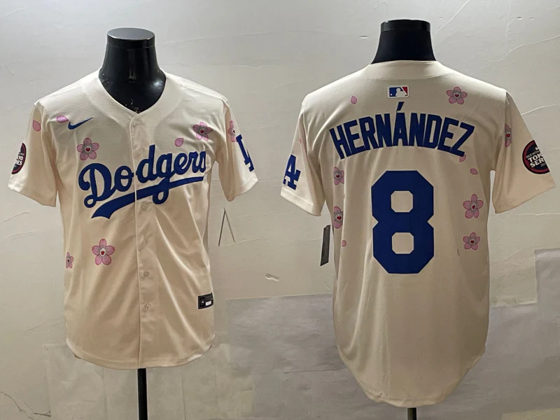 Men's Los Angeles Dodgers Enrique Hernandez #8 Cream Alternate Replica Player Jersey