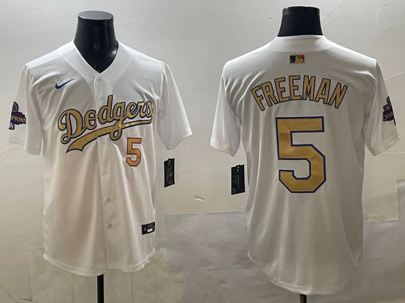 Men's Los Angeles Dodgers Freddie Freeman #5 White 2025 Gold Collection Limited Jersey