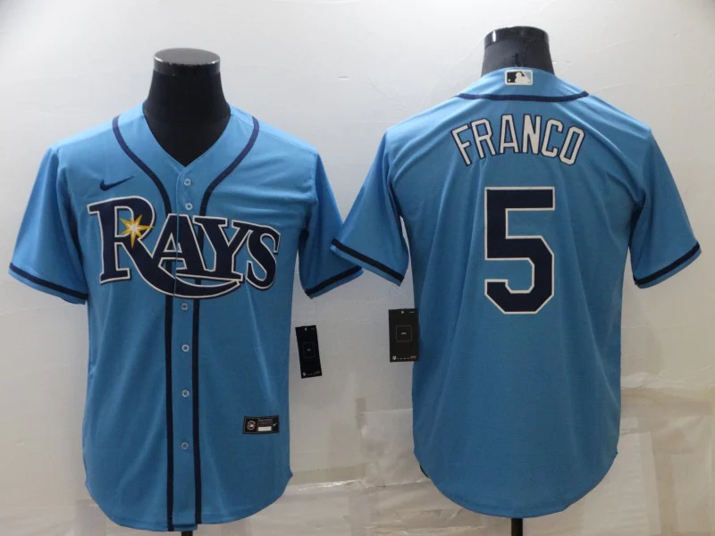 Men's Tampa Bay Rays Wander Franco #5 Blue Replica Baseball Jersey