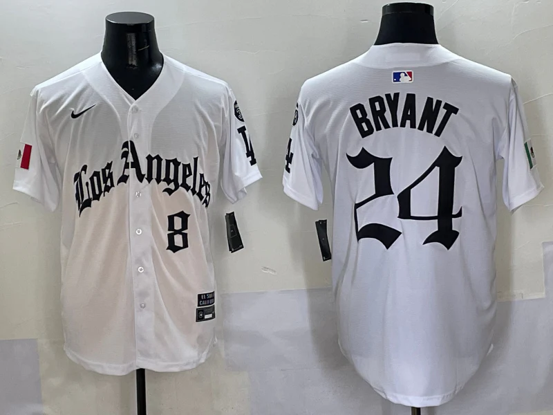 Men's Los Angeles Dodgers Kobe Bryant #8-24 White Player Game Jersey